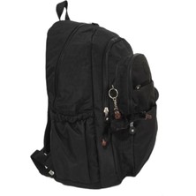 Nacar Çarşı Siyah Su Geçirmez Krinkıl Kumaş Geniş Iç Hacimli Günlük & Okul & Bebek Bakım Sırt Çantası