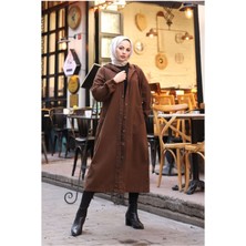 Vellichor Denim Kapşonlu Kap- Denim Pardesü/ Kahverengi