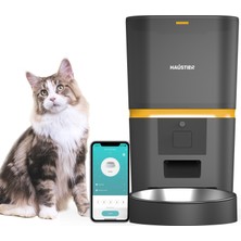 Haustier QQ003 Akıllı Kedi/köpek Otomatik Mama Kabı, App-Wifi ile Uzaktan Kontrol, Öğün Planlama,porsiyon Belirleme,6lt Hazne, Metal Kase