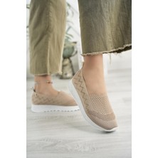 Nesil Shoes Aky 055 Nude Triko Yazlık Kadın Ayakkabı