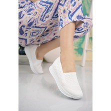 Nesil Shoes Aky 055 Beyaz Triko Yazlık Kadın Ayakkabı