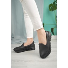 Nesil Shoes Dvm 810 Siyah Cilt Faylon Taban Kadın Yürüyüş Ayakkabısı