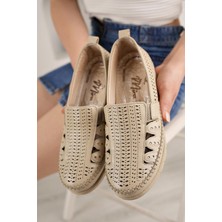 Nesil Shoes Erol 1255 Bej   Deri Yazlık Kadın Ayakkabı
