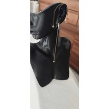 Sn Kozmetik Taşlı Sallantılı Uç Kısmı Top Çelik Küpe