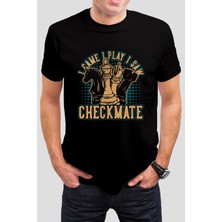T-35 Satranç Baskılı Siyah  Tişört C716