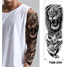 Tattoo Gerçekci Aslan Kaplan ve Gül Figürlü Kol Dövme Tattoo TQB-299