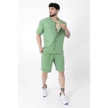 Stil Kombin Müslin Kumaş Keten Şort Takım Jl 42-15_72007