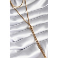 Ely Shop Çelik Gold Renk Tüp Zincir Asansör Model Kadın Kolye