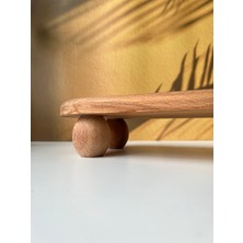 Mottogo Ahşap Top Ayaklı Stant 33X13CM ve 3'lü Top Kapaklı Kavanoz 1300-800-500ML