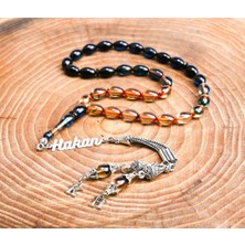 Kalemhane Kişiye Özel Gümüş Isimli Sıkma Kehribar Ahşap Kutulu