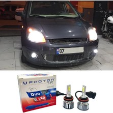 Ford Fiesta Mk5 LED Xenon Uzun + Kısa Far Ampulü H4 Duo Yeni Seri Beyaz 2001-2008