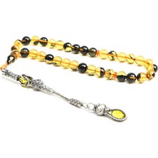 Kalemhane Sıkma Kehribar Yuvarlak Kesim Kazaz Püskül Ahşap Kutulu