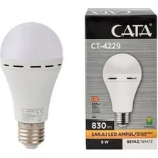 Cata 9W Şarjlı LED Ampul E-27 Duy Tipi 6400K Renk Sıcaklığı ile Enerji Tasarruflu Aydınlatma