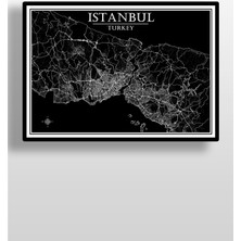 Hari Tasarım Istanbul Şehir Haritası Çerçevesiz Poster-Iki Kıta Temalı-Harita Sanatı, Map Art Design