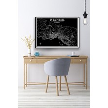 Hari Tasarım Istanbul Şehir Haritası Çerçevesiz Poster-Iki Kıta Temalı-Harita Sanatı, Map Art Design
