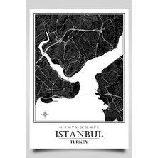 Hari Tasarım Istanbul Şehir Haritası Çerçevesiz Poster-Tarihi Yarımada Temalı-Harita Sanatı, Map Art Design