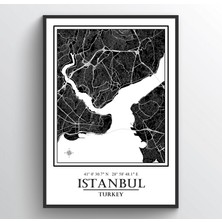 Hari Tasarım Istanbul Şehir Haritası Çerçevesiz Poster-Tarihi Yarımada Temalı-Harita Sanatı, Map Art Design