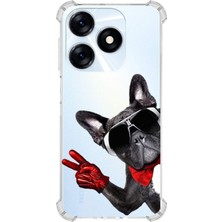 Printify Tecno Spark 10 4g Uyumlu Köpek 2 Baskılı Şeffaf Köşe Korumalı Antişok Kılıf