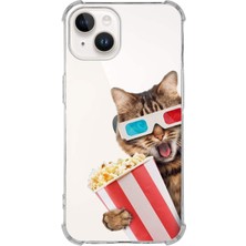 Printify Apple iPhone 14 Plus Uyumlu Kedi 1 Baskılı Şeffaf Köşe Korumalı Antişok Kılıf