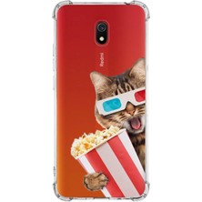 Printify Xiaomi Redmi 8A Uyumlu Kedi 1 Baskılı Şeffaf Köşe Korumalı Antişok Kılıf