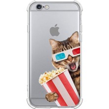 Printify Apple iPhone 6 Uyumlu Kedi 1 Baskılı Şeffaf Köşe Korumalı Antişok Kılıf