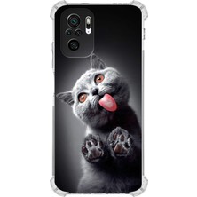 Printify Xiaomi Redmi Note 10S Uyumlu Kedi 2 Baskılı Şeffaf Köşe Korumalı Antişok Kılıf