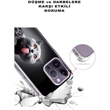 Printify Samsung Galaxy A55 Uyumlu Kedi 2 Baskılı Şeffaf Köşe Korumalı Antişok Kılıf
