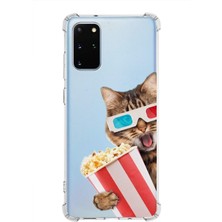 Printify Samsung Galaxy S20 Uyumlu Kedi 1 Baskılı Şeffaf Köşe Korumalı Antişok Kılıf