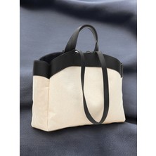 Bag Flower Çift Saplı Kanvas Tote Yavrulu Shopper Çanta