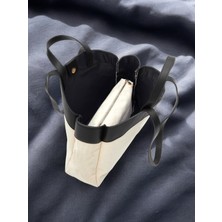 Bag Flower Çift Saplı Kanvas Tote Yavrulu Shopper Çanta