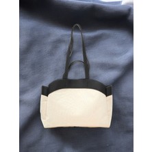 Bag Flower Çift Saplı Kanvas Tote Yavrulu Shopper Çanta