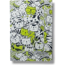 Pembe Pasaj Çizgisiz Defter Kedi Temalı Notebook Defter 14CM x 21CM Notebook