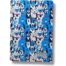 Pembe Pasaj Çizgisiz Defter Mavi Köpek Temalı Notebook Defter 14CM x 21CM Notebook