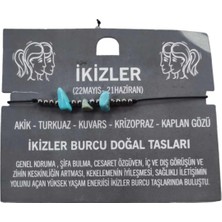 Pembe Pasaj Ikizler Burcu Yıldız Doğal Taş Ip Burç Bilekliği Halhal