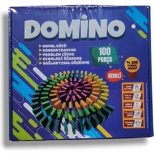 100 Parça Renkli Ahşap Domino Taşı Seti