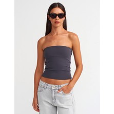 Dilvin 20659 Crop Top-Antrasit