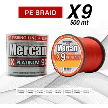Mercan Pe Örgü Platinum X9 Turuncu Ip 500M Misina