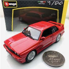Periyedi Yeni - New 1988 Bmw M3 (E30) Red 1:24 Ölçek Burago Marka