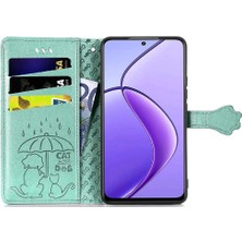 Manyi Mall Realme 12 Için Flip Case Deri Kılıf Karikatür Hayvanlar Kısa Kayış Flip (Yurt Dışından)