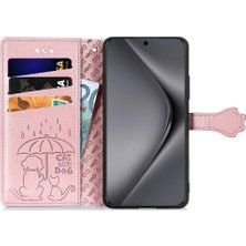 Manyi Mall Huawei Pura 70 Ultra Darbeye Kısa Kayış Karikatür Hayvanlar Için Flip Case (Yurt Dışından)