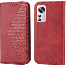 Colorful Shop Xiaomi 12 Için Flip Case El Kayışı Günlük Kullanım Eşkenar Dörtgen Şekli Cüzdan Standı (Yurt Dışından)