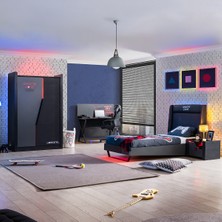 Setay Oyuncu Odası, Gamer Ledli Genç Odası Takımı - Dolap, Karyola, Komodin, Masa