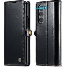 YH Mall Samsung Galaxy Z Için Flip Case Fold 6 5g Retro Cüzdan Kapak Çılgın At (Yurt Dışından)