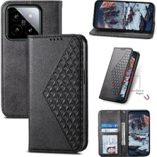 Mays Shop Xiaomi 14 Günlük Kullanım Için Flip Case Eşkenar Dörtgen Şekli El Kayışı Standı Cüzdan (Yurt Dışından)