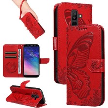 Mays Shop Samsung Galaxy A6 Artı Kredi Kartı Yuvası Kabartmalı Yüksek Flip Case (Yurt Dışından)