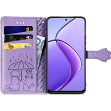 Mays Shop Realme 12 Için Flip Case Deri Kılıf Karikatür Hayvanlar Kısa Kayış Flip (Yurt Dışından)