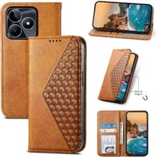 Mays Shop Realme C53 Günlük Kullanım Için Flip Case Cüzdan El Kayışı Eşkenar Dörtgen Şekli Standı (Yurt Dışından)