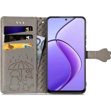 Mays Shop Realme 12 Için Flip Case Deri Kılıf Karikatür Hayvanlar Kısa Kayış Flip (Yurt Dışından)