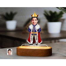 Bk Gift Kişiye Özel Kral Karikatürlü Dekoratif 3D Biblo LED Işıklı Gece Lambası-1, Arkadaşa Hediye