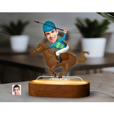 Bk Gift Kişiye Özel Jokey Karikatürlü Dekoratif 3D Biblo LED Işıklı Gece Lambası-1, Arkadaşa Hediye